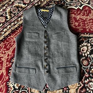 Ted Baker Grey Tweed Wool Vest 3 Medium
